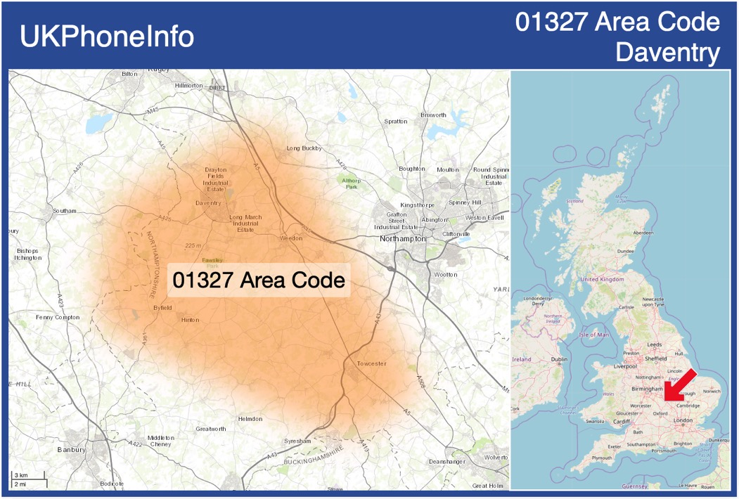 Map of the 01327 area code