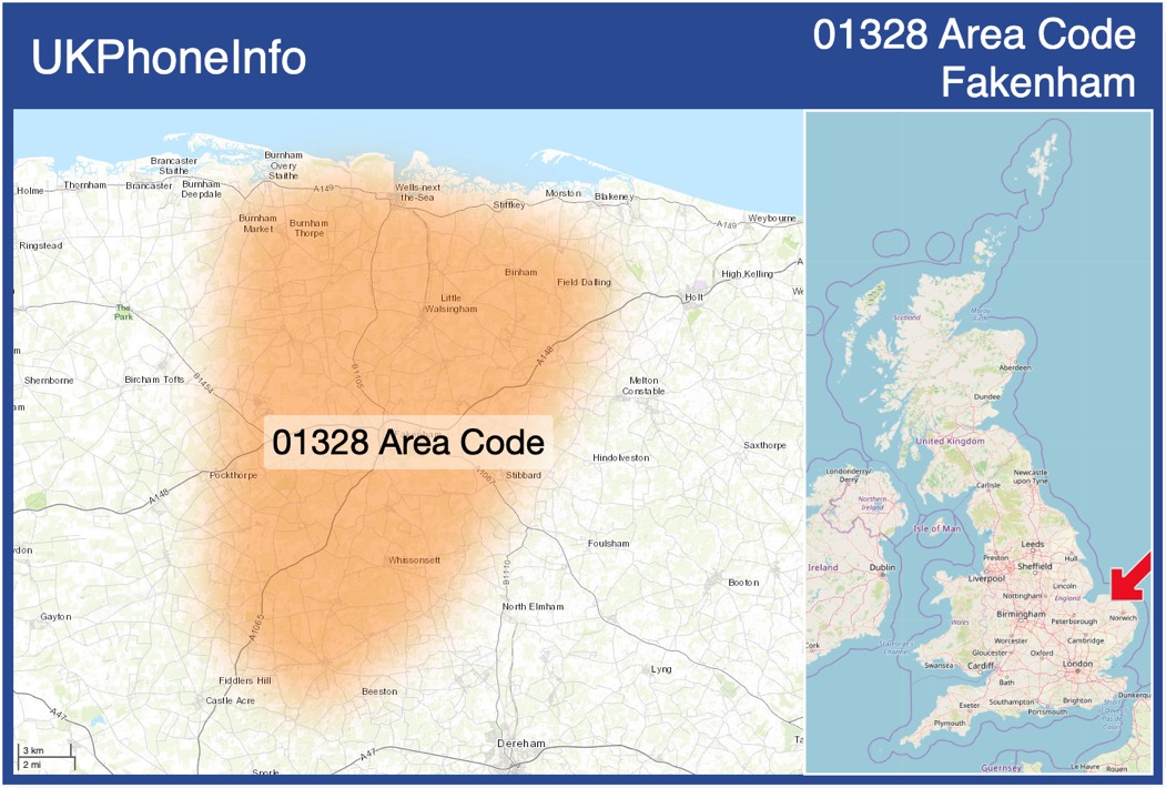 Map of the 01328 area code