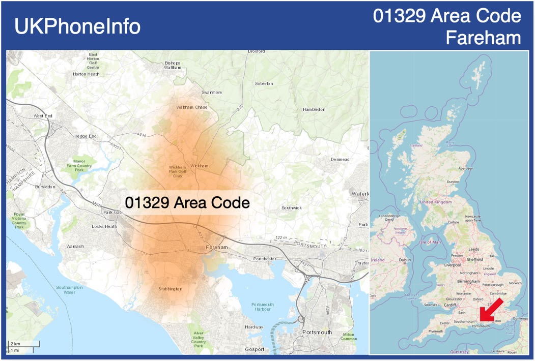 Map of the 01329 area code