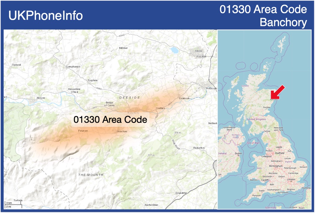 Map of the 01330 area code