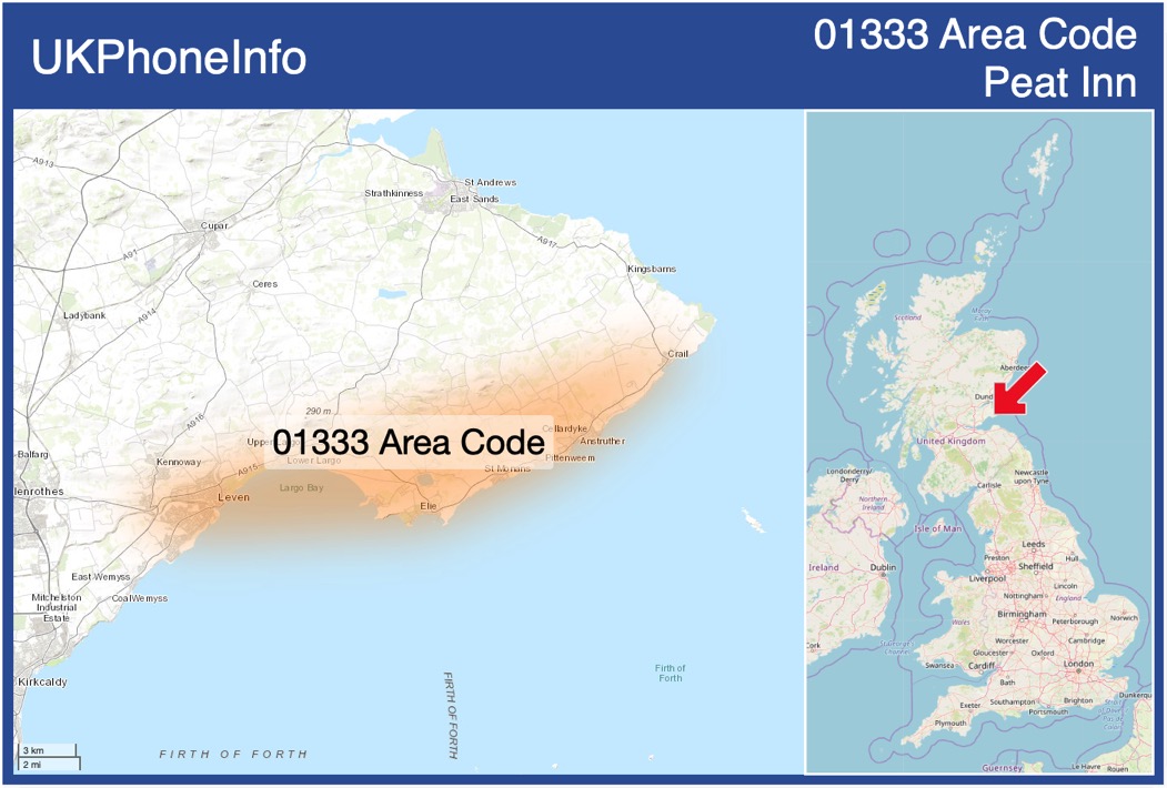 Map of the 01333 area code