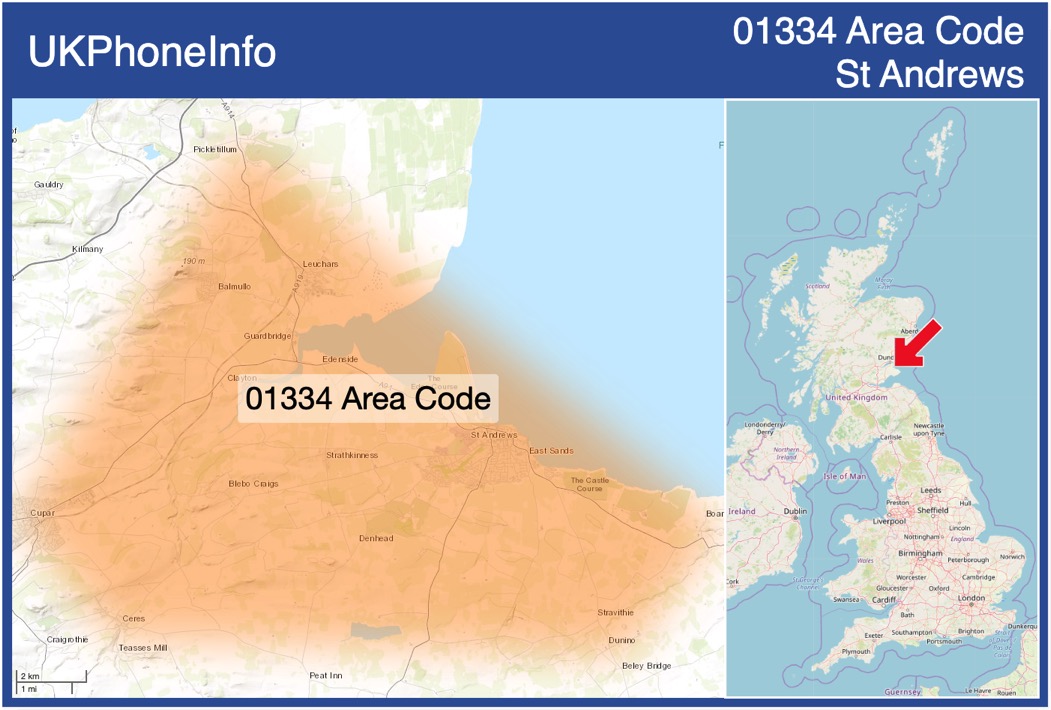 Map of the 01334 area code