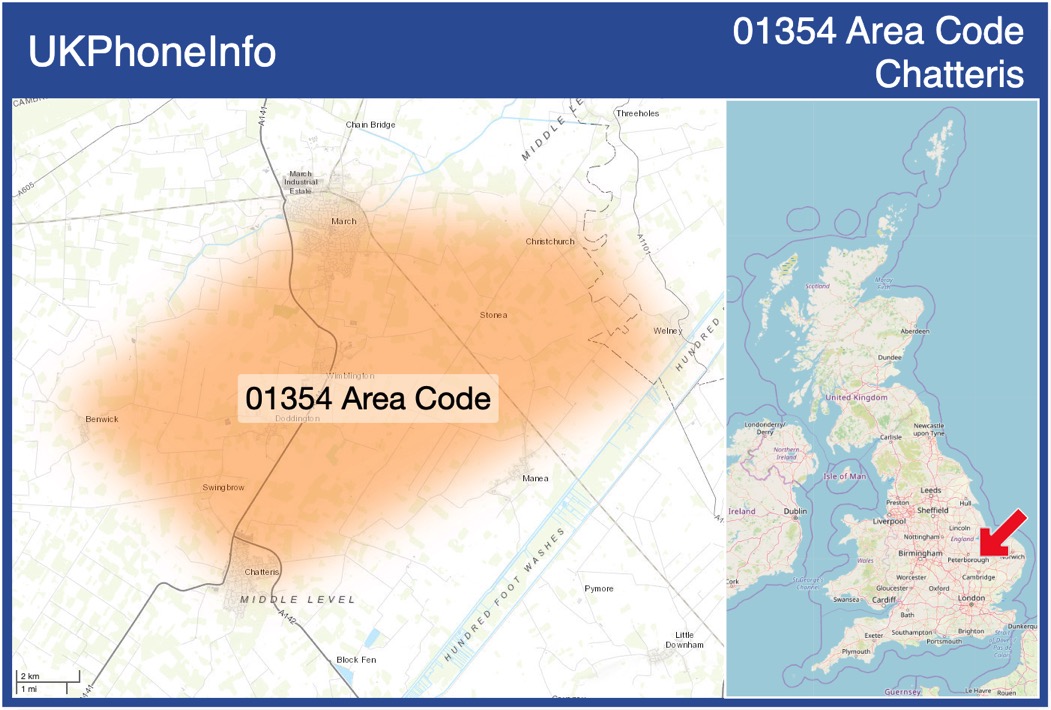 Map of the 01354 area code