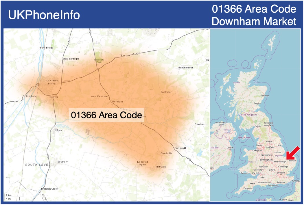 Map of the 01366 area code