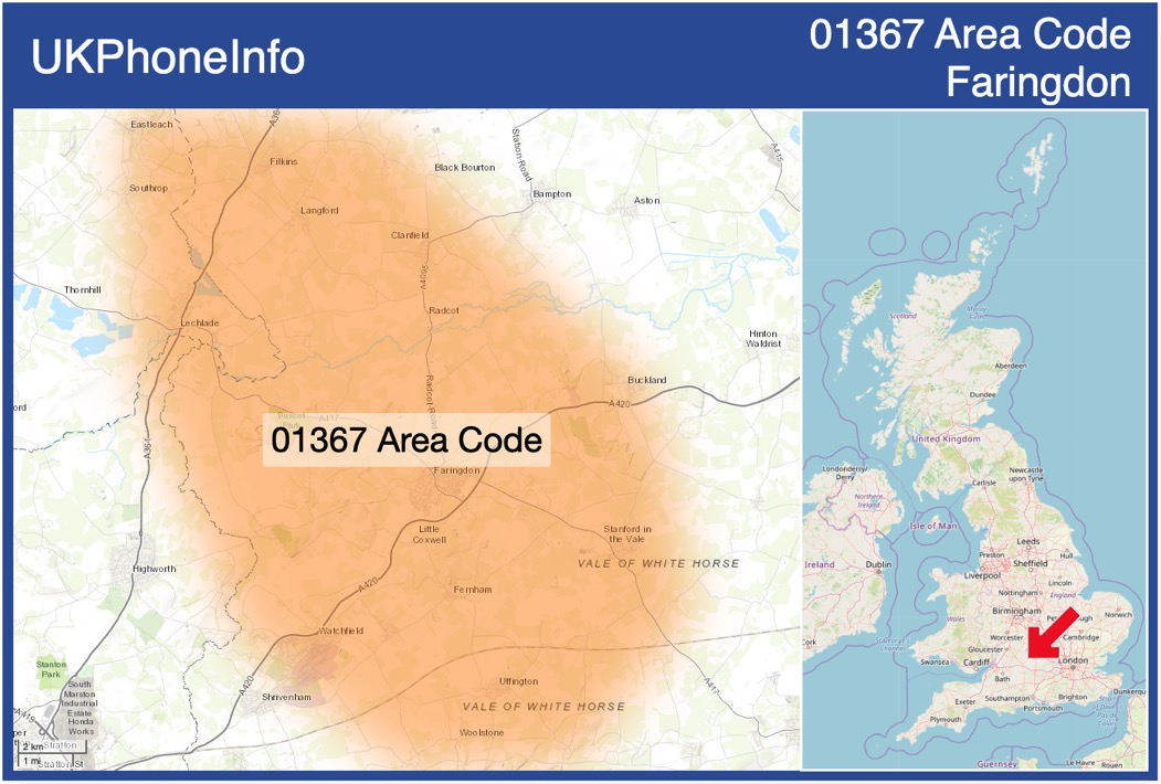 Map of the 01367 area code
