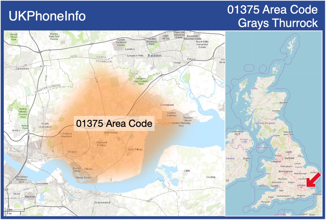 Map of the 01375 area code