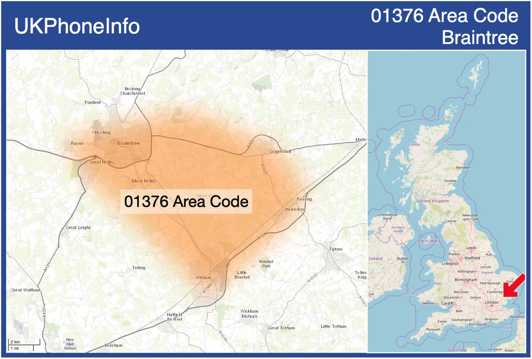 Map of the 01376 area code