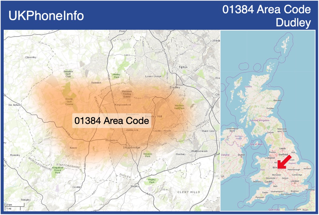 Map of the 01384 area code