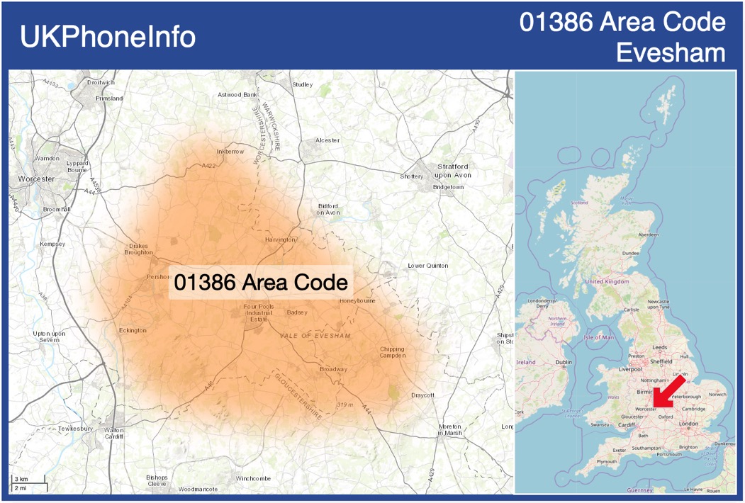 Map of the 01386 area code