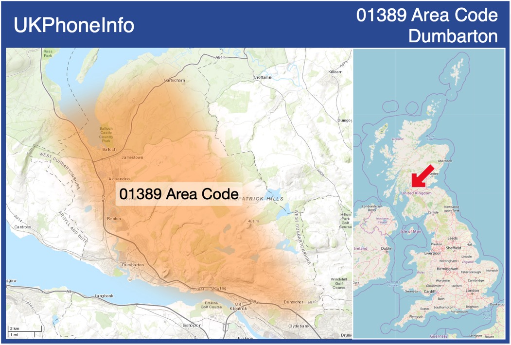 Map of the 01389 area code