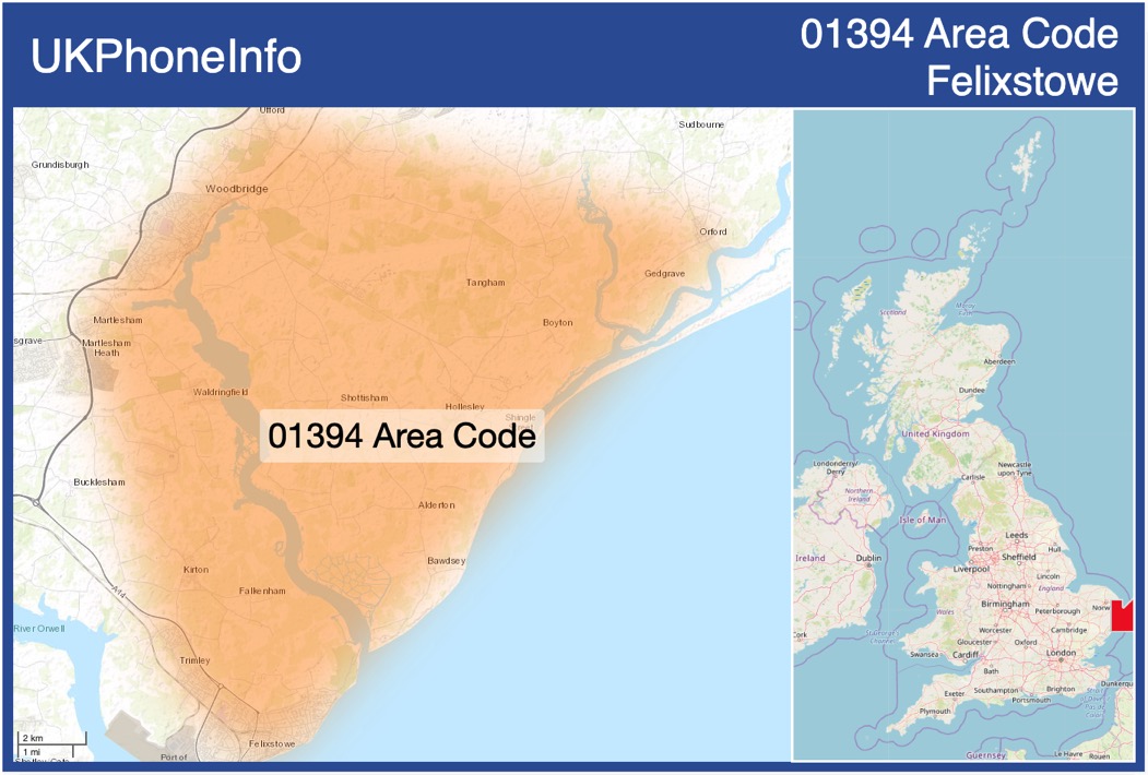 Map of the 01394 area code