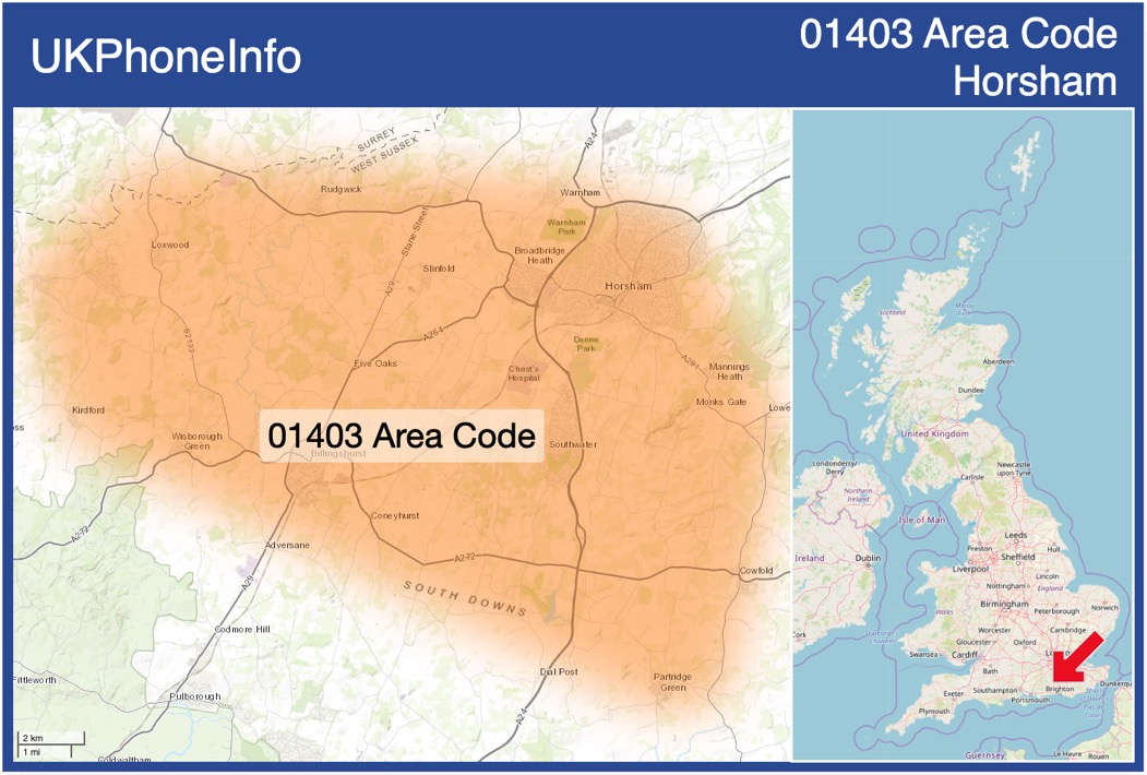 Map of the 01403 area code
