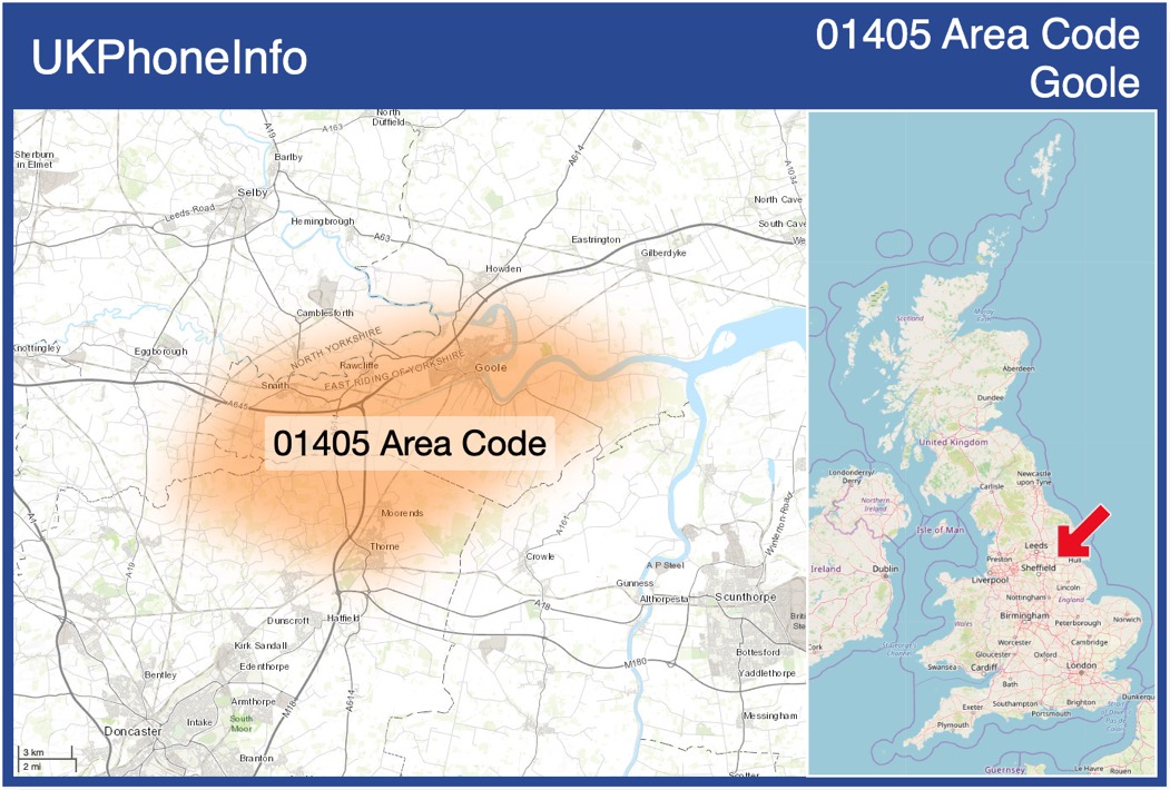 Map of the 01405 area code