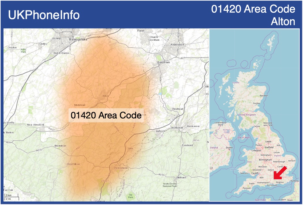 Map of the 01420 area code