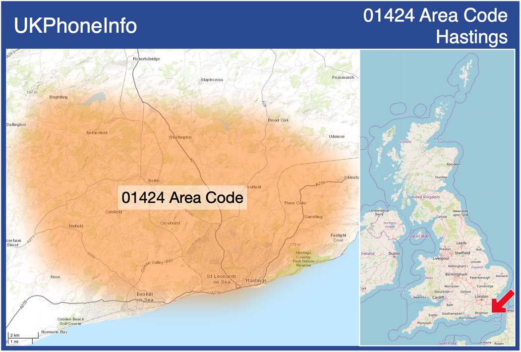 Map of the 01424 area code