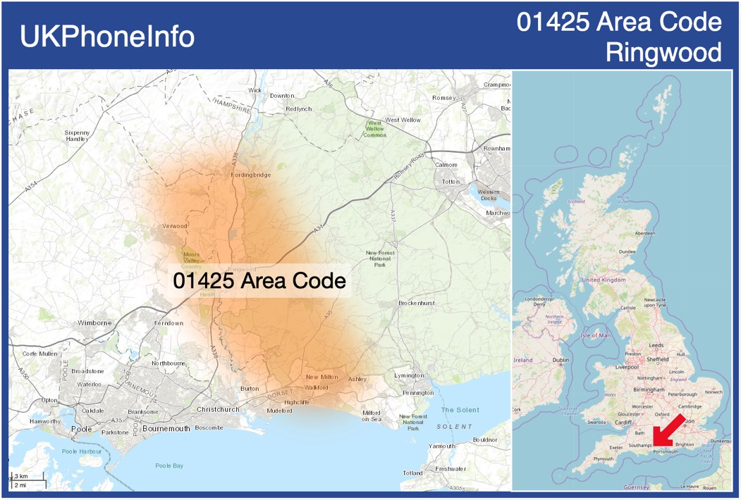 Map of the 01425 area code