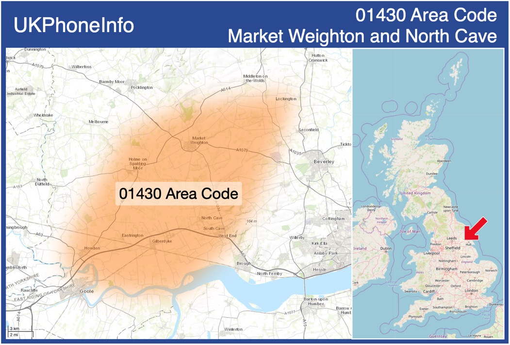 Map of the 01430 area code