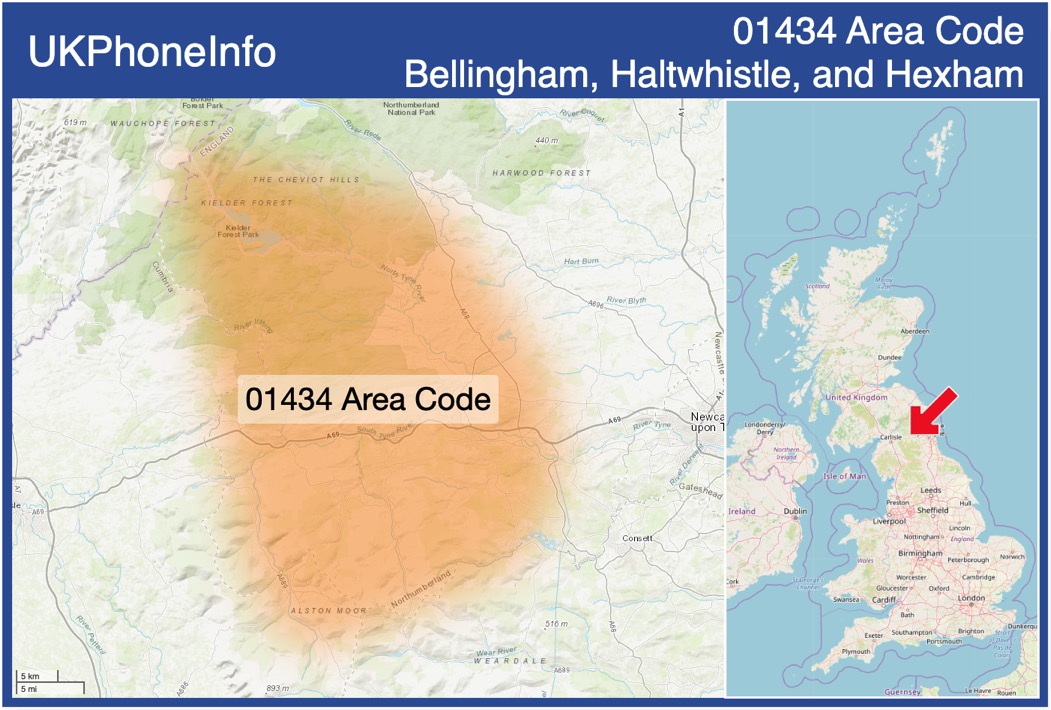 Map of the 01434 area code