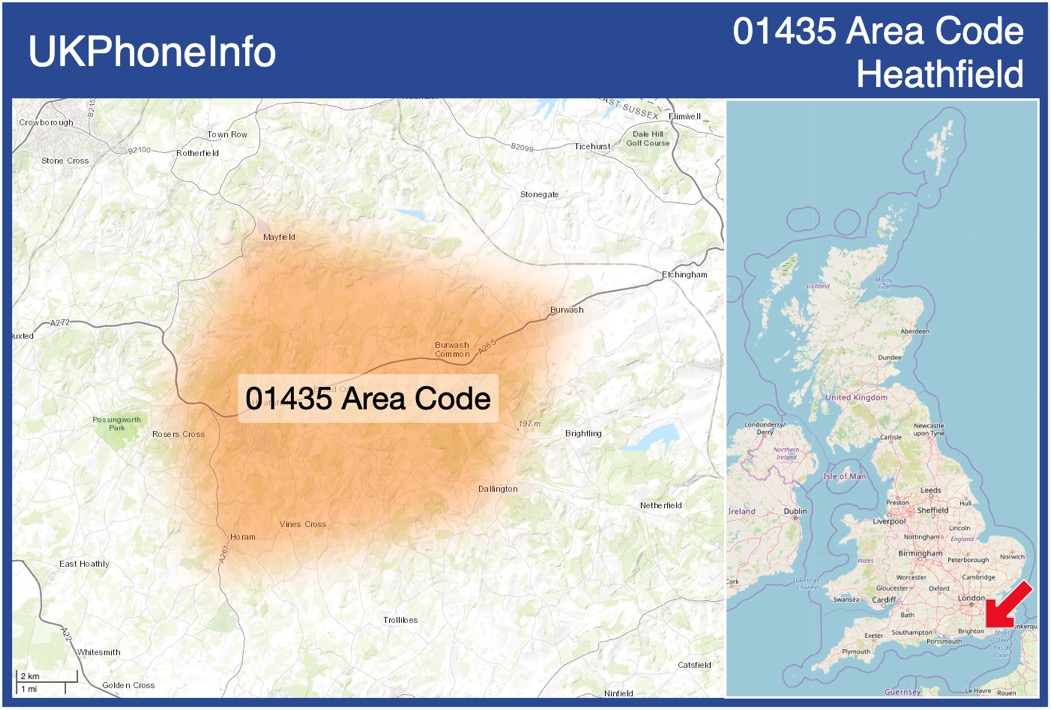 Map of the 01435 area code