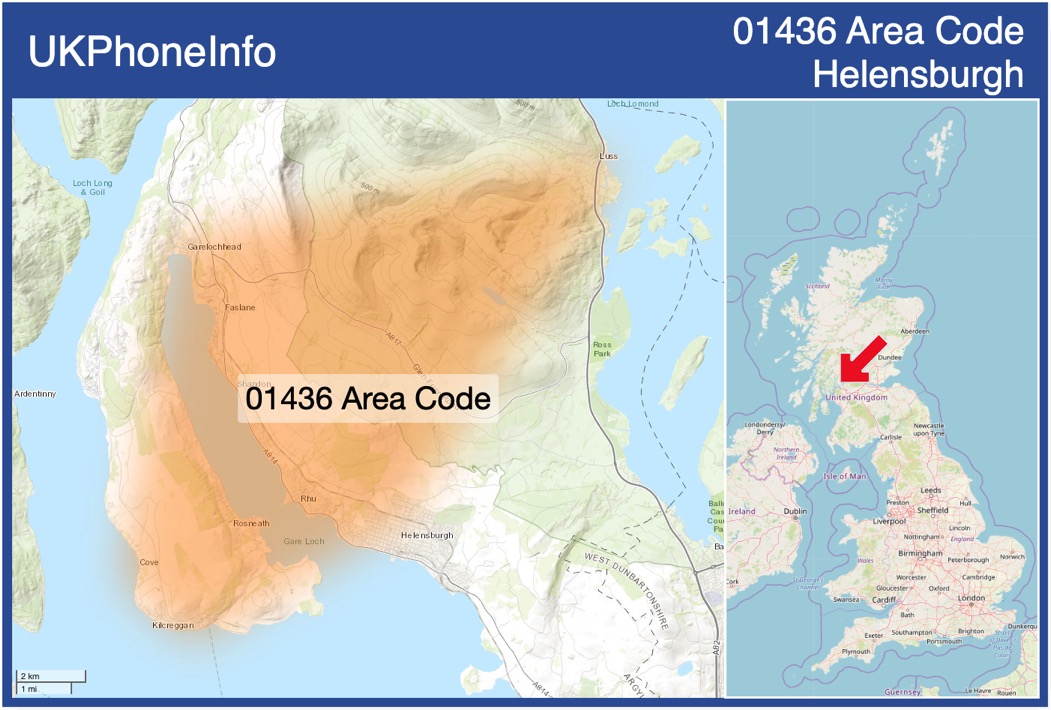 Map of the 01436 area code