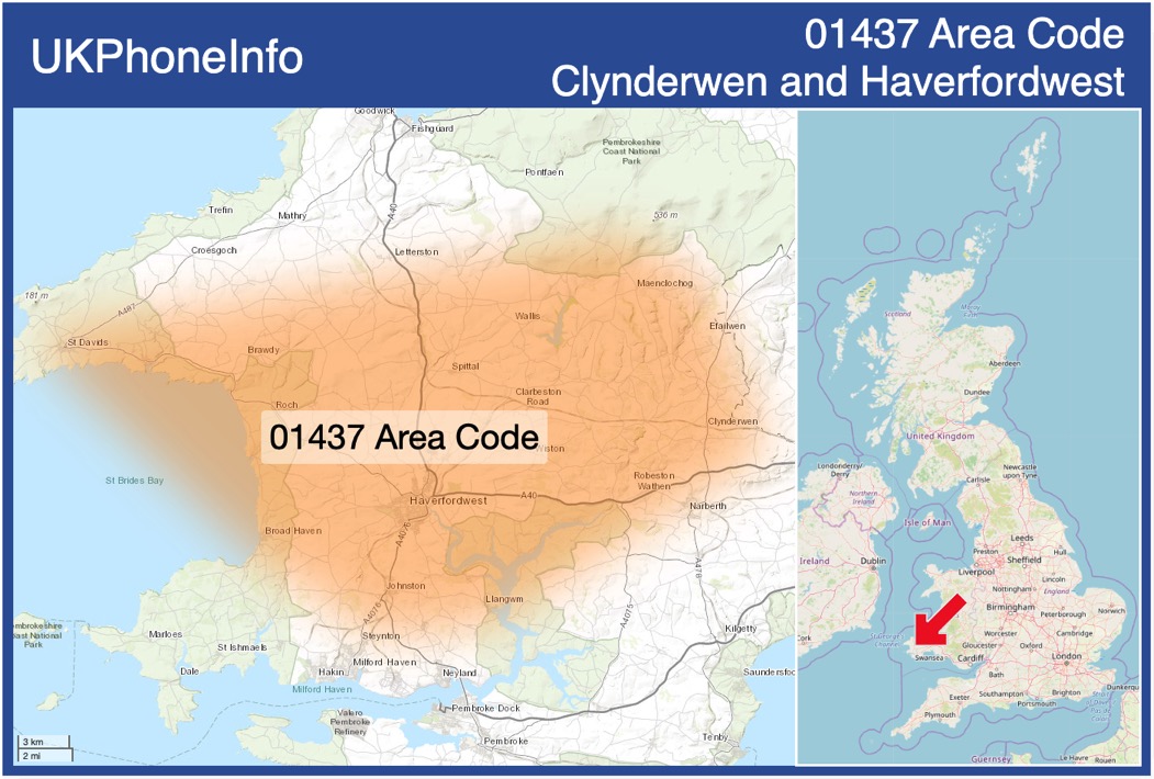 Map of the 01437 area code