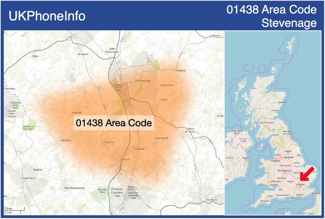Map of the 01438 area code