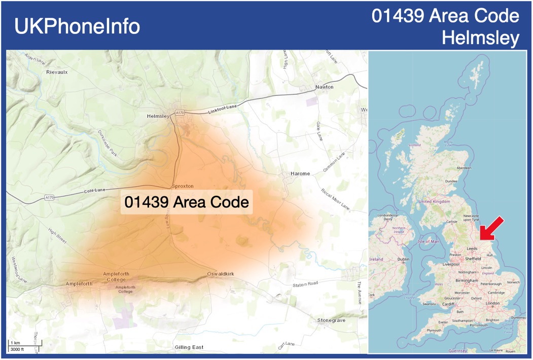Map of the 01439 area code