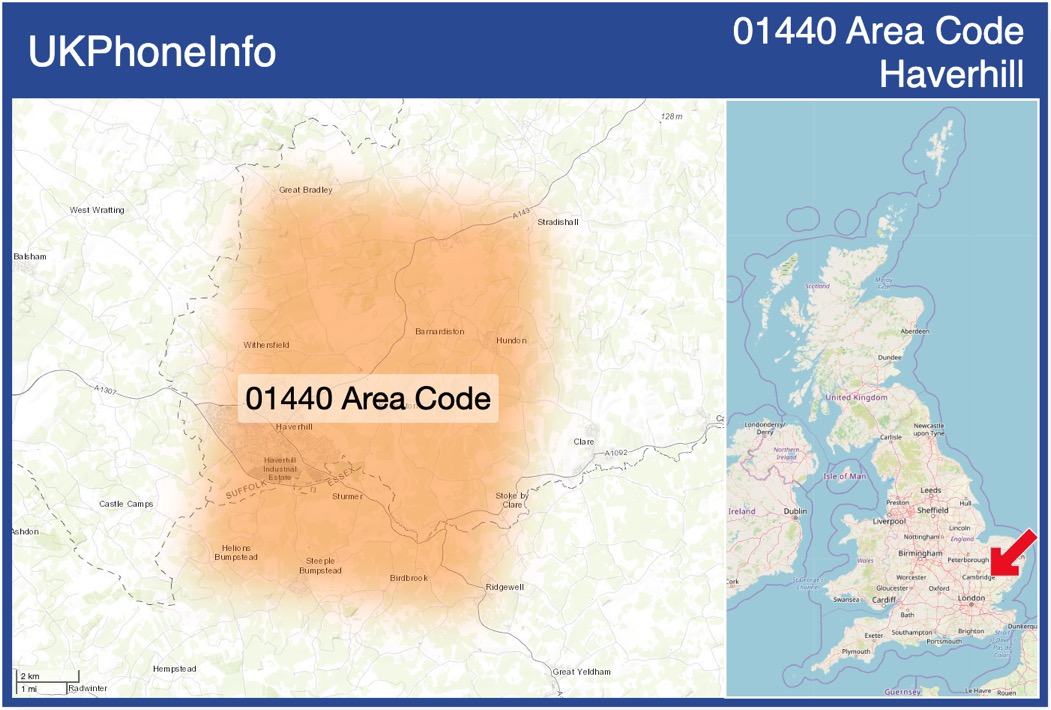 Map of the 01440 area code
