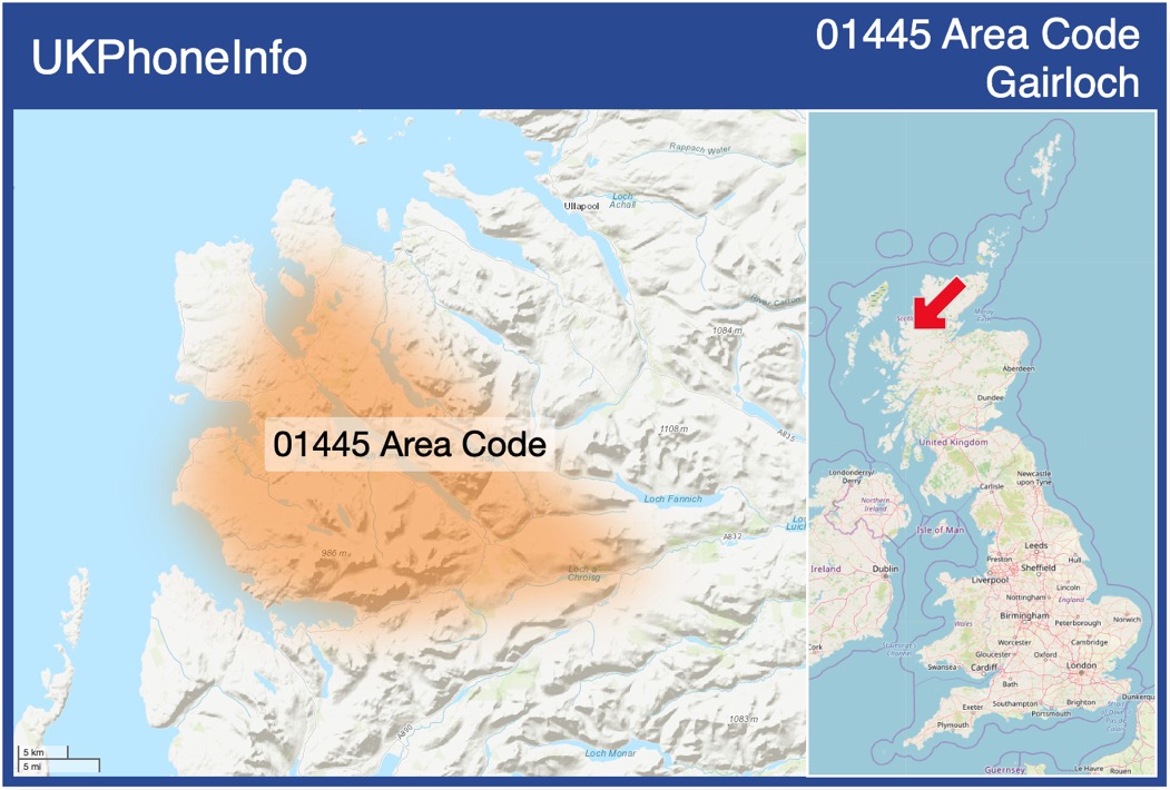 Map of the 01445 area code