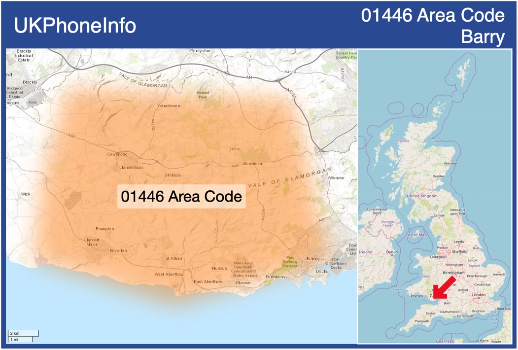 Map of the 01446 area code