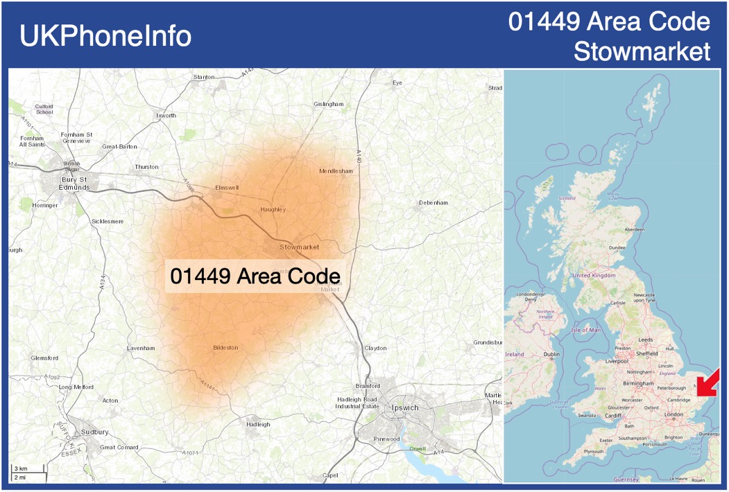 Map of the 01449 area code