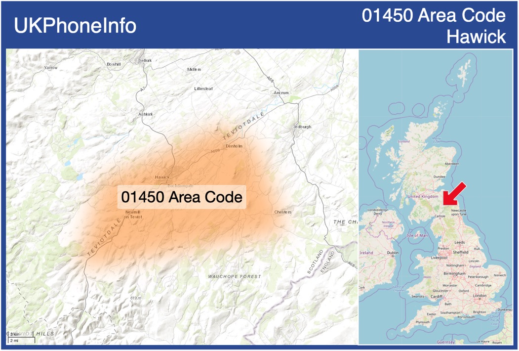 Map of the 01450 area code