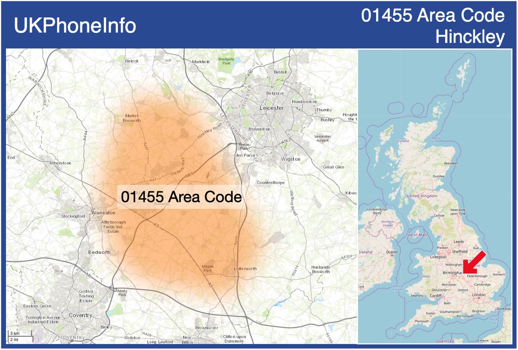 Map of the 01455 area code