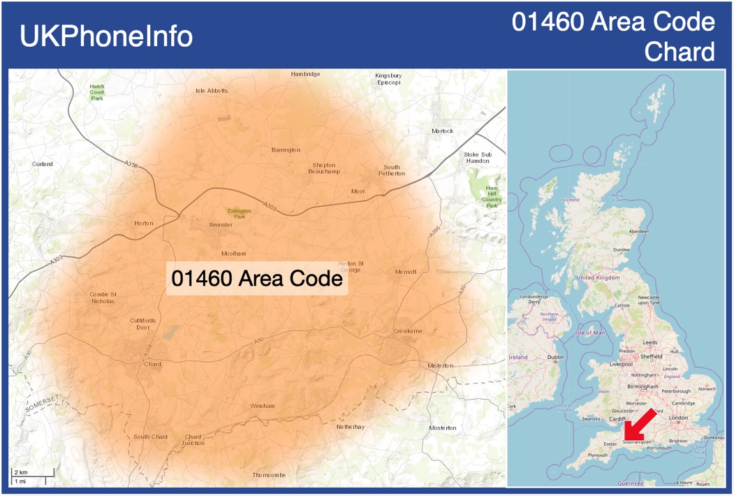 Map of the 01460 area code