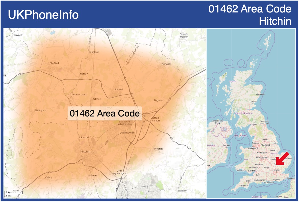 Map of the 01462 area code