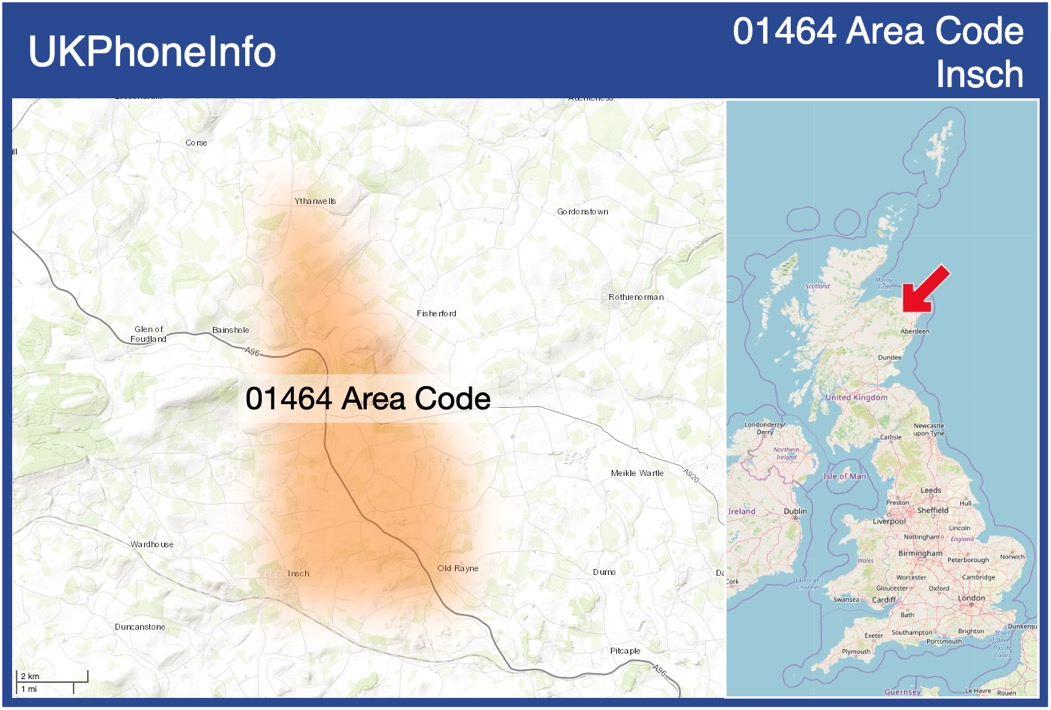 Map of the 01464 area code