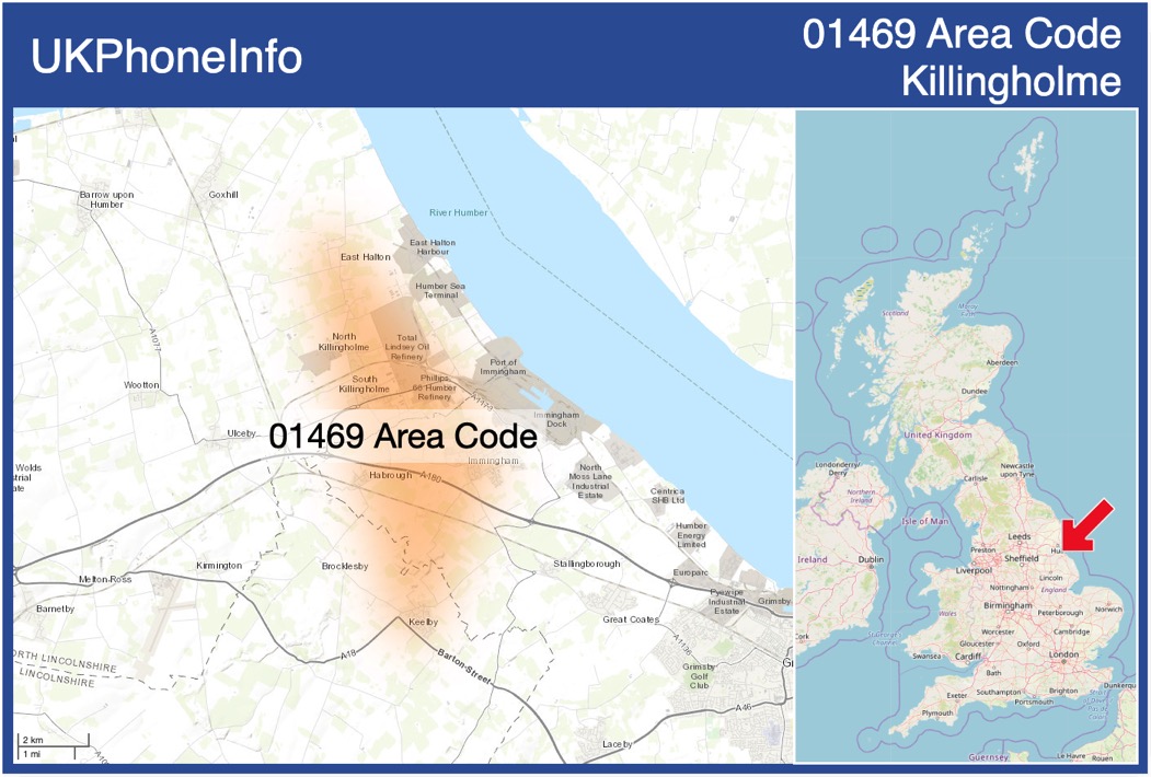 Map of the 01469 area code