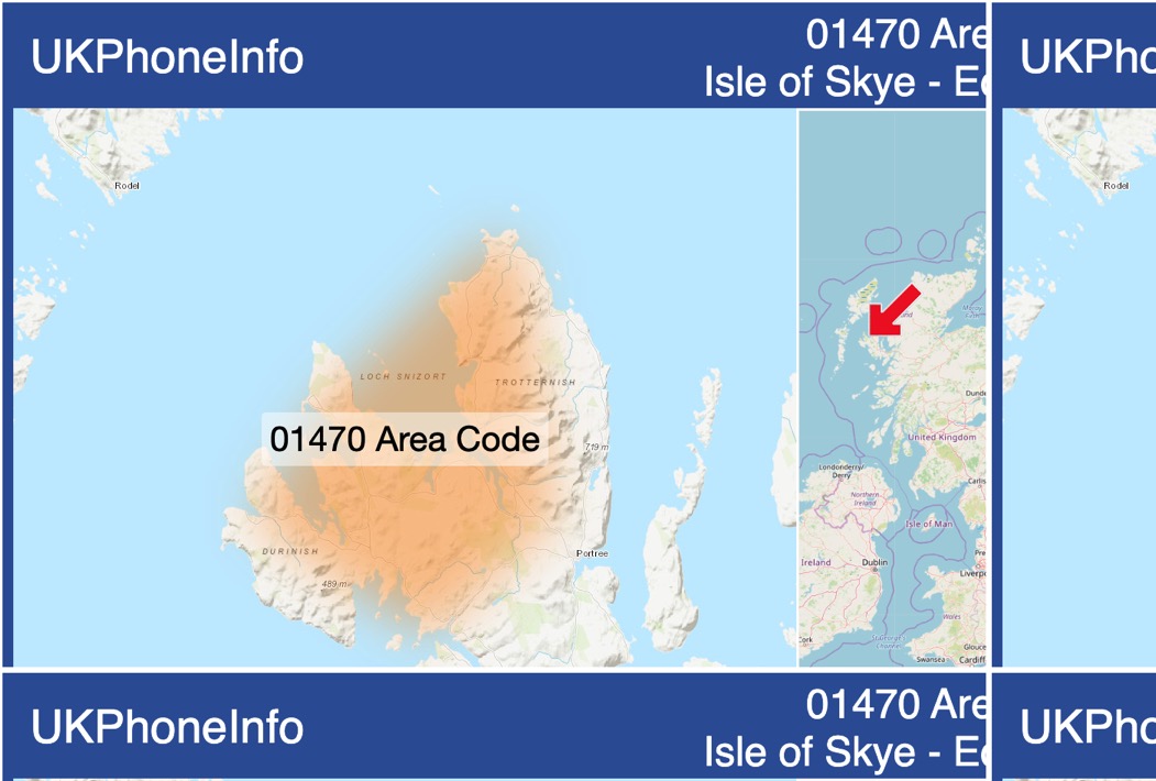 Map of the 01470 area code