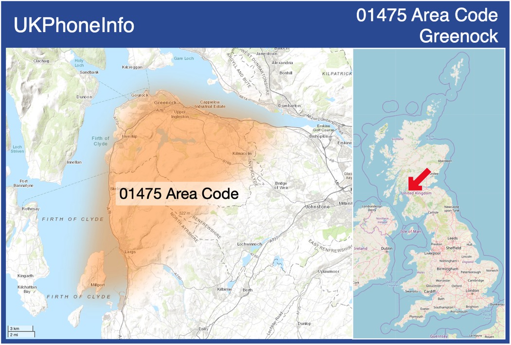 Map of the 01475 area code