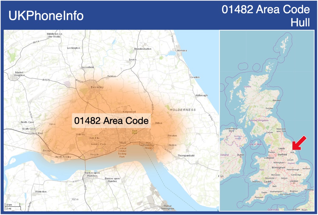 Map of the 01482 area code