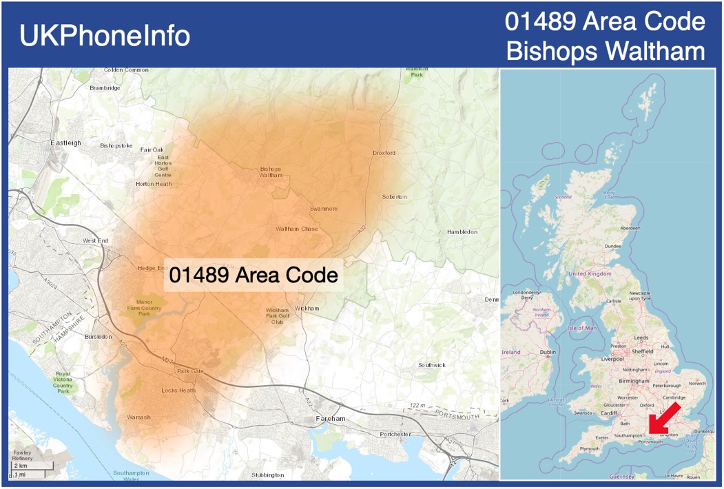 Map of the 01489 area code