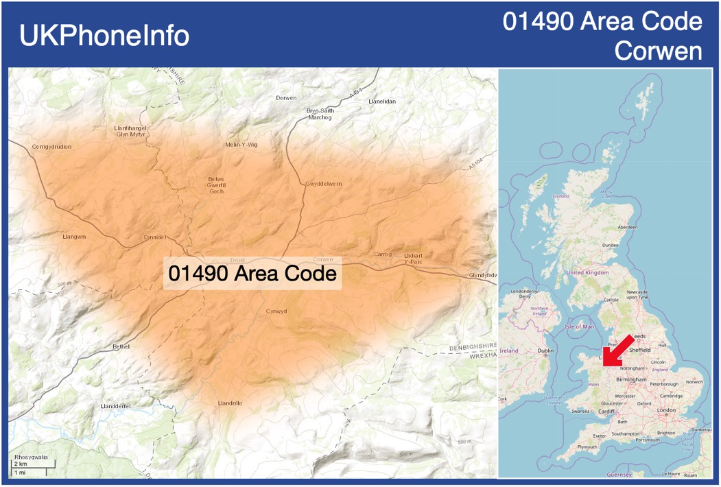 Map of the 01490 area code