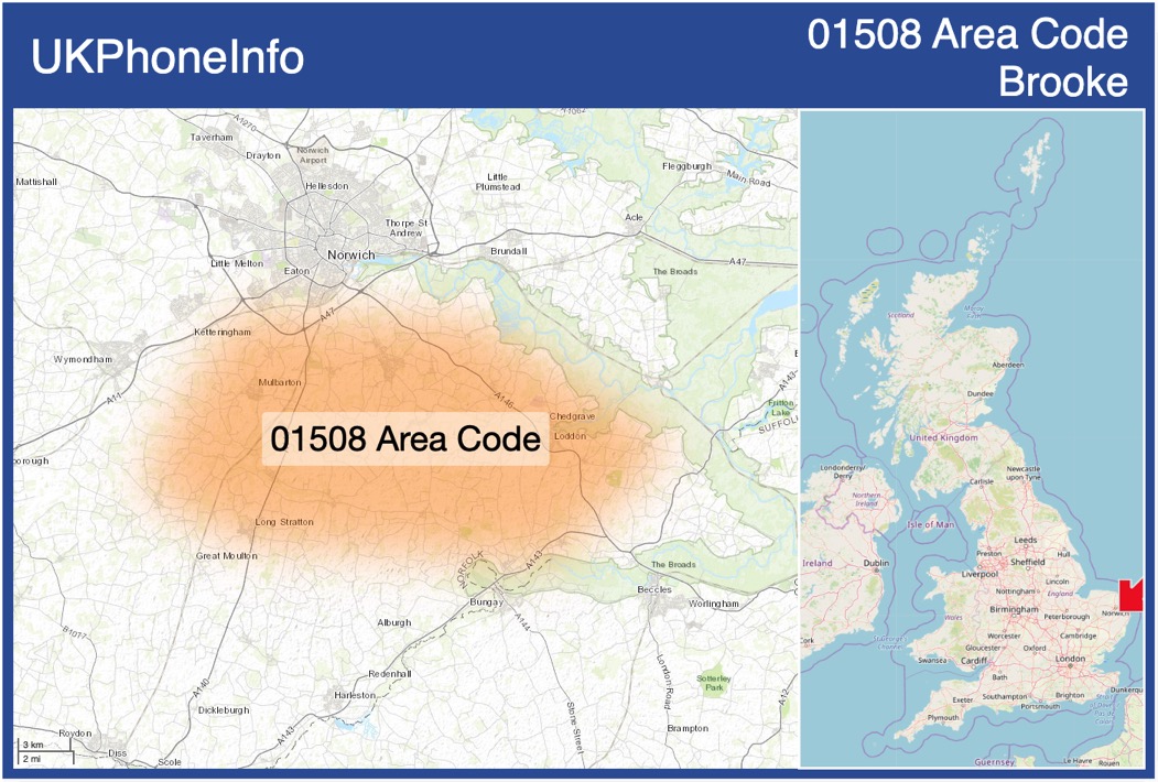Map of the 01508 area code
