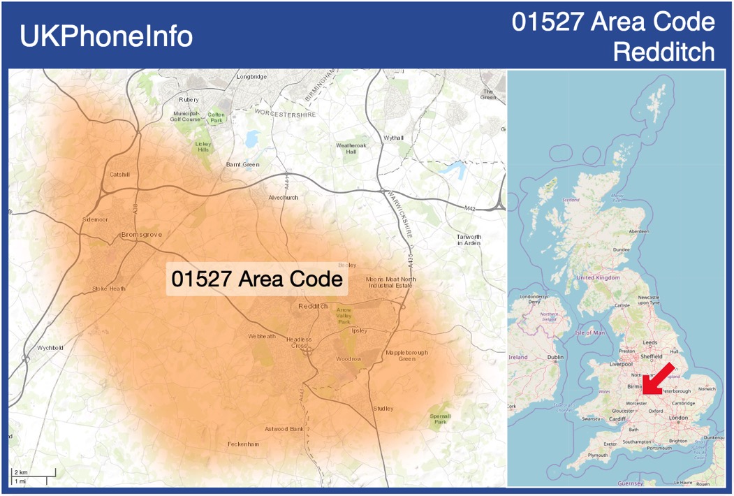 Map of the 01527 area code