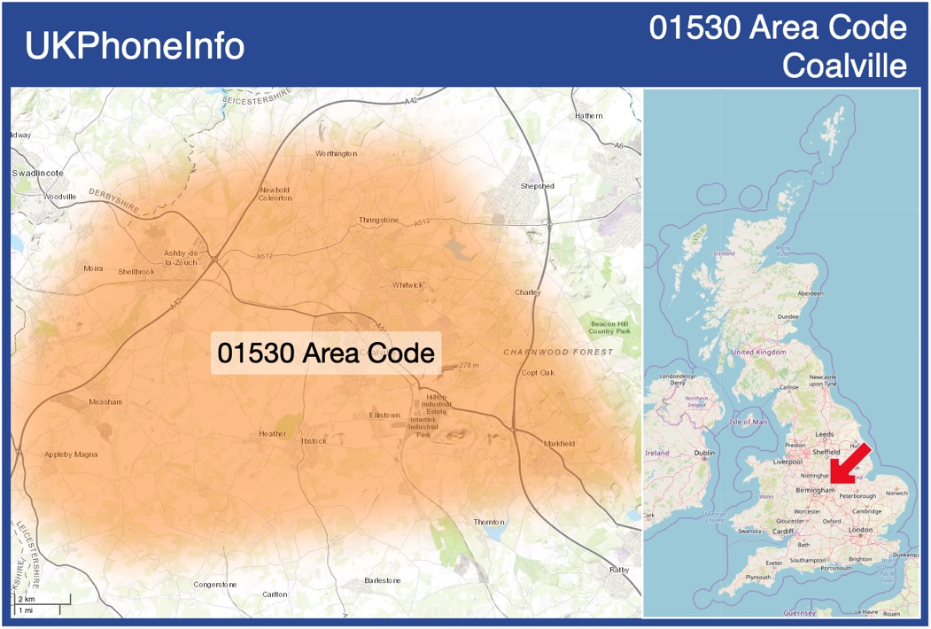 Map of the 01530 area code