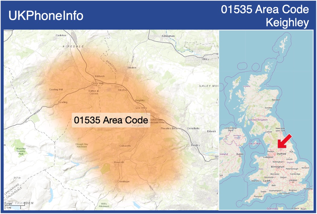 Map of the 01535 area code