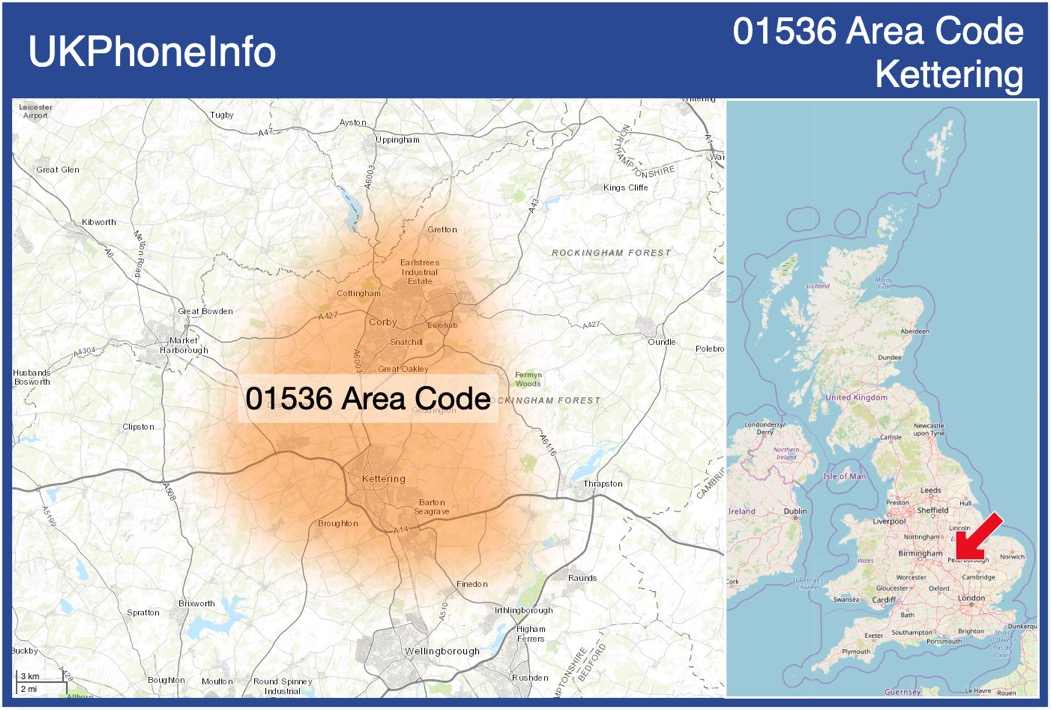 Map of the 01536 area code