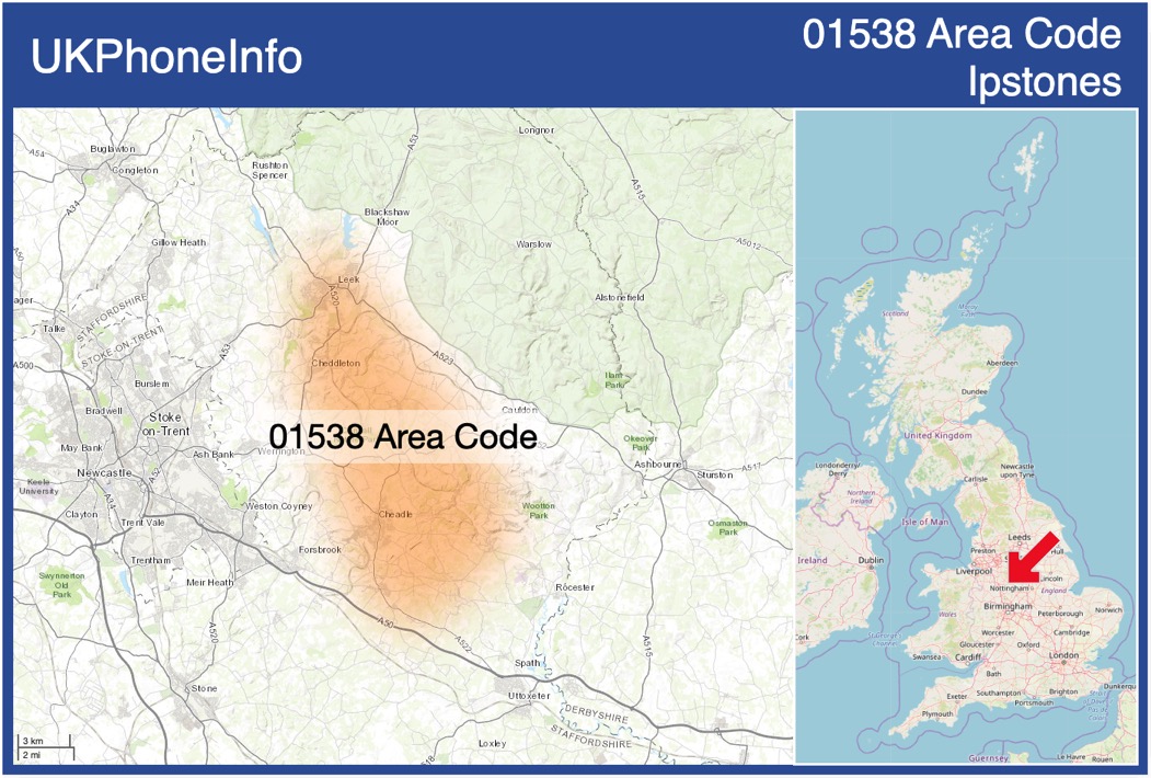 Map of the 01538 area code