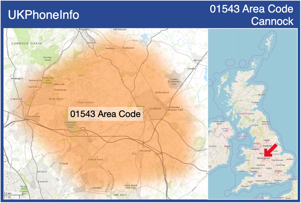 Map of the 01543 area code