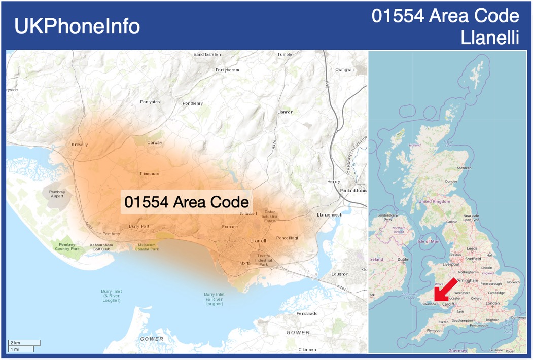 Map of the 01554 area code